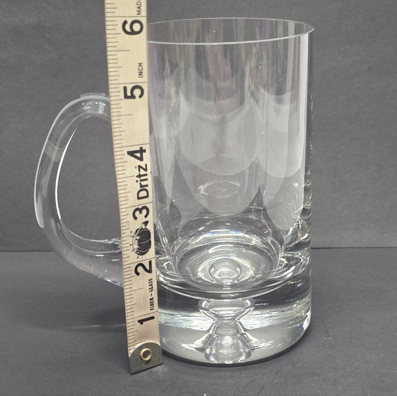 Krosno Crate & Barrel Glass Babble Base Beer Mug Stein Poland Hand-blown - Picture 3 of 8